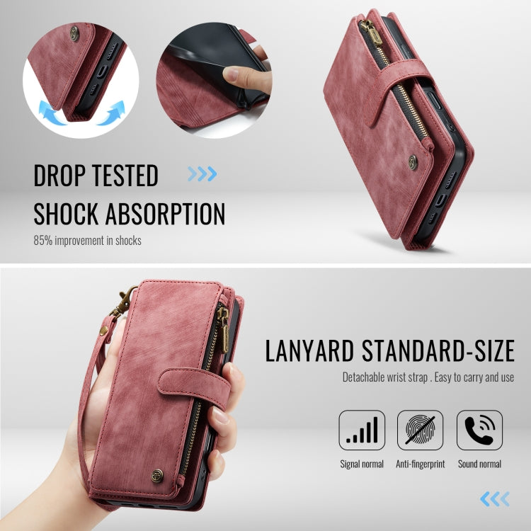 For iPhone 16 CaseMe C30 Card Slots Zipper Wallet Leather Phone Case(Red) - free shipping - PMC Jewellery - Order now!