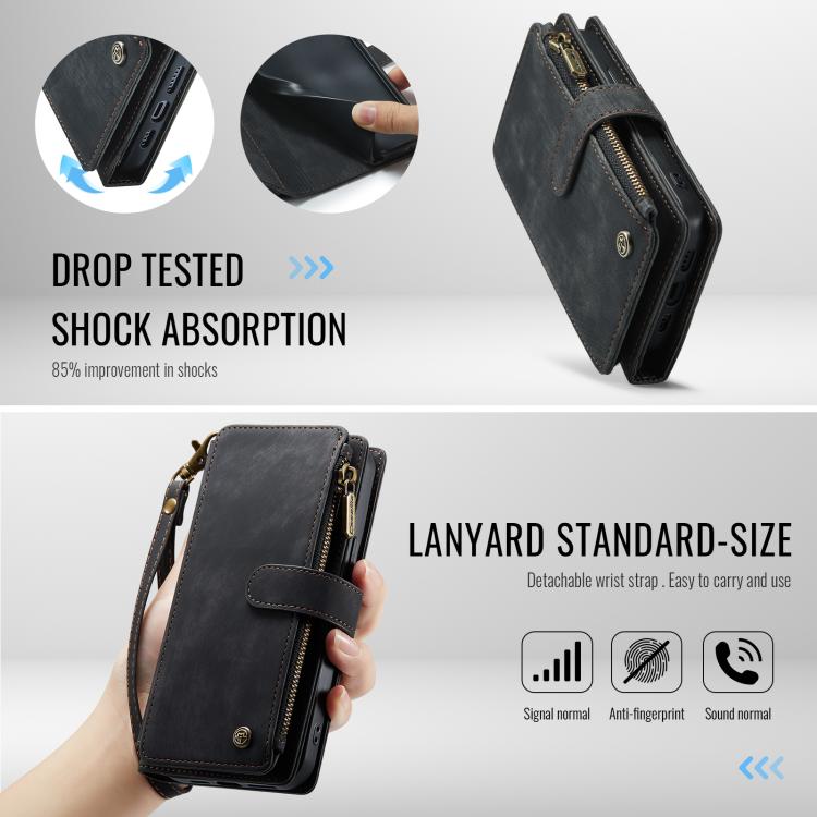 For iPhone 16e CaseMe C30 Card Slots Zipper Wallet Leather Phone Case(Black) - iPhone 16e Cases by CaseMe | Online Shopping South Africa | PMC TechLife | Buy Now Pay Later Mobicred