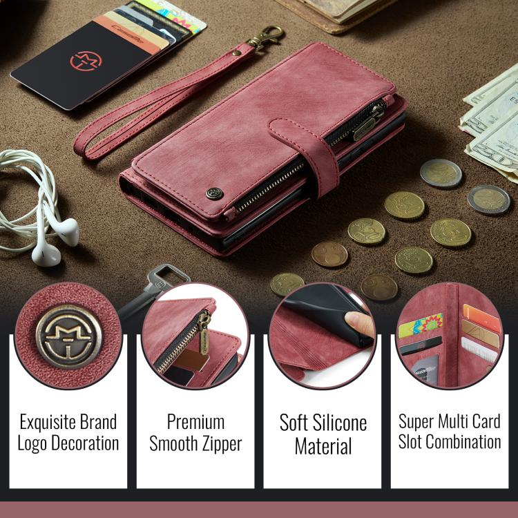 For iPhone 16e CaseMe C30 Card Slots Zipper Wallet Leather Phone Case(Red) - iPhone 16e Cases by CaseMe | Online Shopping South Africa | PMC TechLife | Buy Now Pay Later Mobicred
