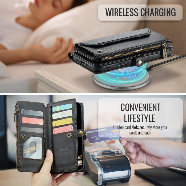 For iPhone 16 Pro Max CaseMe C36 Card Slots Zipper Wallet RFID Anti-theft Leather Phone Case(Black) - free shipping - PMC Jewellery - Order now!