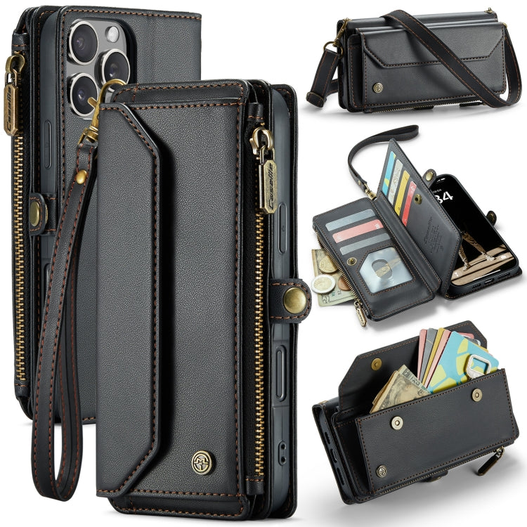 For iPhone 16 Pro Max CaseMe C36 Card Slots Zipper Wallet RFID Anti-theft Leather Phone Case(Black) - free shipping - PMC Jewellery - Order now!