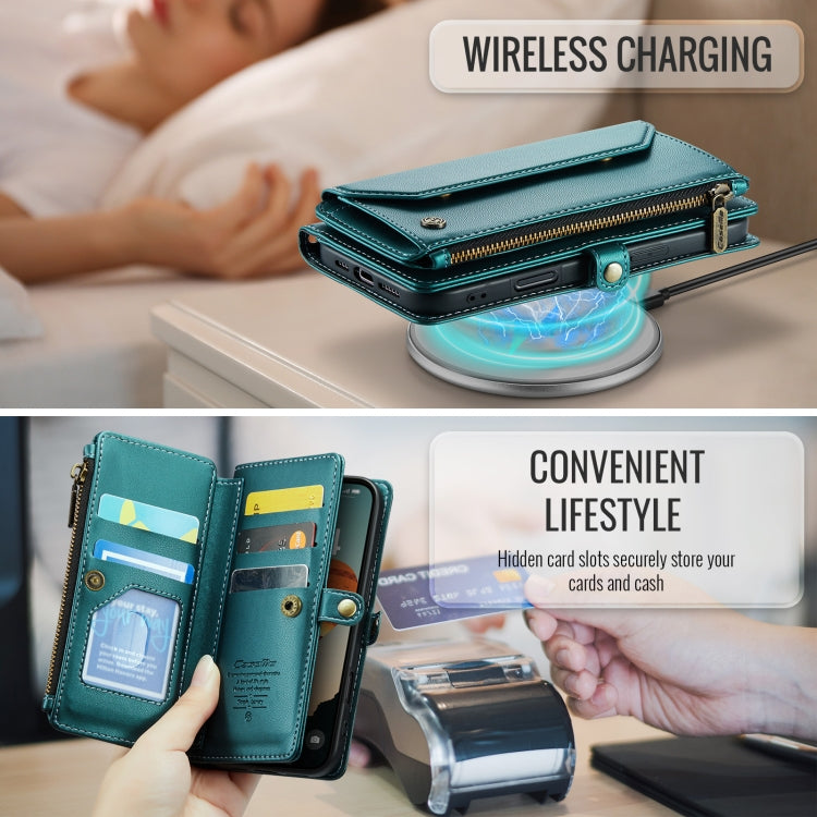 For iPhone 16 Pro CaseMe C36 Card Slots Zipper Wallet RFID Anti-theft Leather Phone Case(Blue) - iPhone 16 Pro Cases by CaseMe | Online Shopping South Africa | PMC Jewellery | Buy Now Pay Later Mobicred