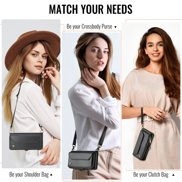 For iPhone 16 Plus CaseMe C36 Card Slots Zipper Wallet RFID Anti-theft Leather Phone Case(Black) - free shipping - PMC Jewellery - Order now!