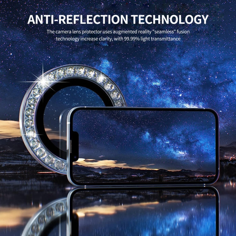 For iPhone 16 Pro / 16 Pro Max ENKAY AR Anti-reflection Individual Diamond Ring Camera Lens Glass Full Film(Black) - free shipping - PMC Jewellery - Order now!