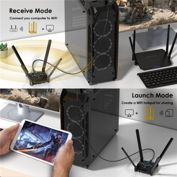 WAVLINK WN695X2 AX5400 USB WiFi 6 Dongle 4 Antennas Receiver Tri-Band Wireless Adapter - free shipping - PMC Jewellery - Order now!