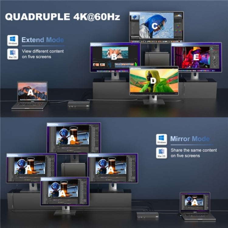 WAVLINK UG69PD8 Pro 18-in-1 DP / HD 5K Quadruple Display USB C Universal Docking Station, Plug:UK Plug - free shipping - PMc TechLife - Order now!