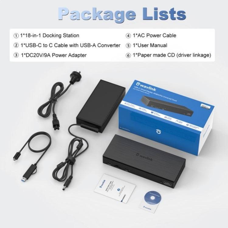 WAVLINK UG69PD8 Pro 18-in-1 DP / HD 5K Quadruple Display USB C Universal Docking Station, Plug:UK Plug - free shipping - PMc TechLife - Order now!