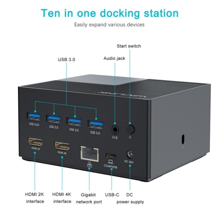 WAVLINK UG76PD2 3.5mm Audio, Gigabit Network Port Dual HD Universal Docking Station(US Plug) - free shipping - PMc TechLife - Order now!