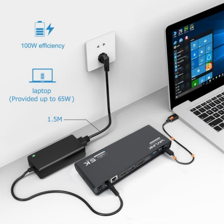 WAVLINK UG69PD6 Dual 4K Laptop Docking Station 5K HD Displaylink 65 / 100W PD Charging, Plug:US Plug - free shipping - PMc TechLife - Order now!