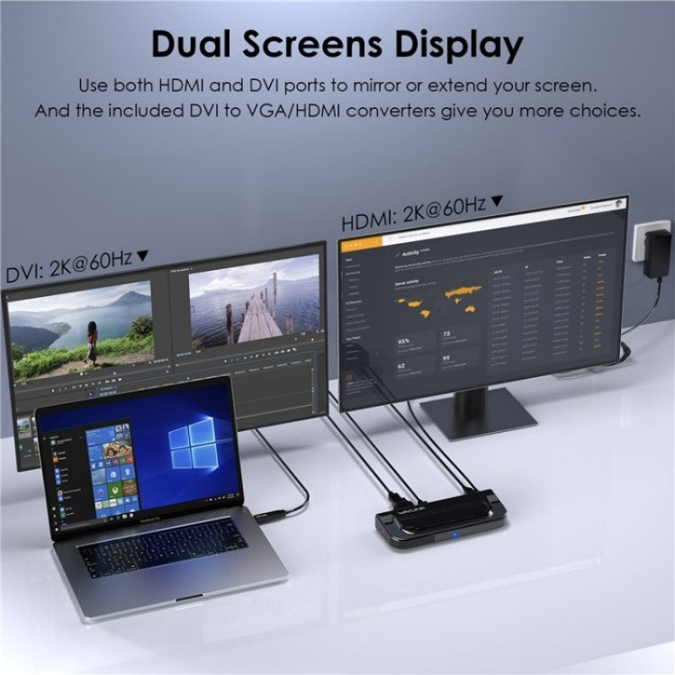 WAVLINK UG49DK4 Universal Laptop Docking Station Dual Monitor Supports DVI / HDMI / VGA(US Plug) - free shipping - PMC Jewellery - Order now!