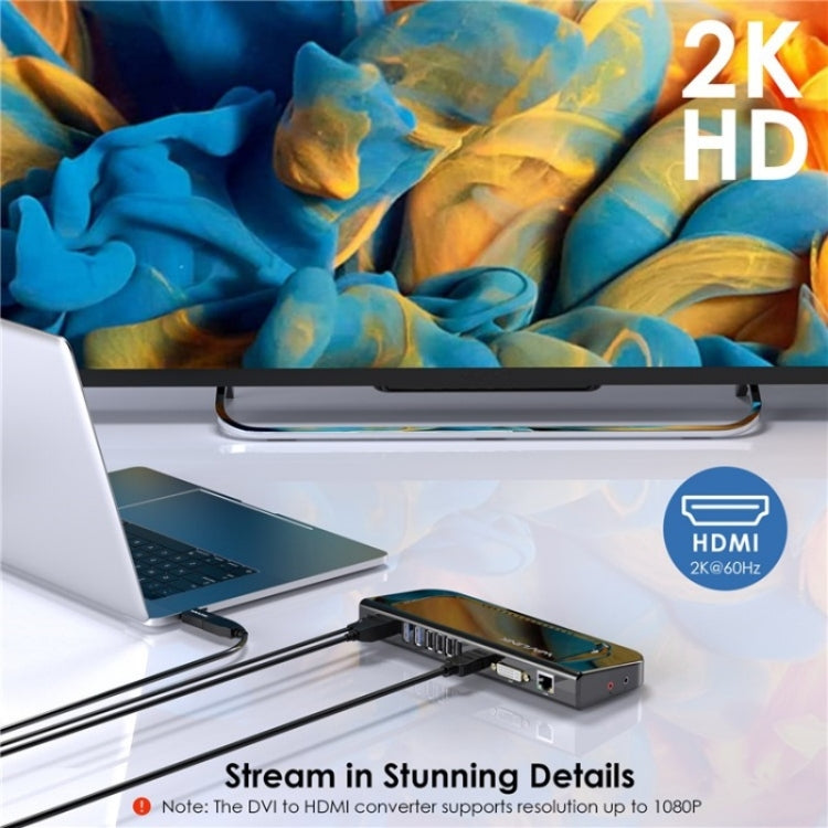 WAVLINK UG49DK4 Universal Laptop Docking Station Dual Monitor Supports DVI / HDMI / VGA(US Plug) - free shipping - PMC Jewellery - Order now!