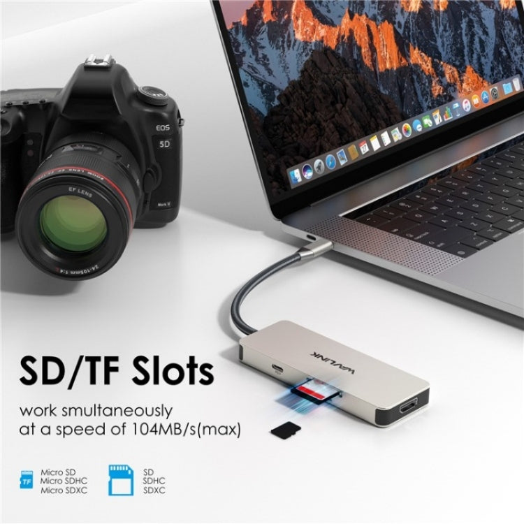 WAVLINK UHP3416 7-in-1 PD100W Charging SD / TF Card Reader 4K HD Type-C Docking Station(Dark Grey) - free shipping - PMC Jewellery - Order now!