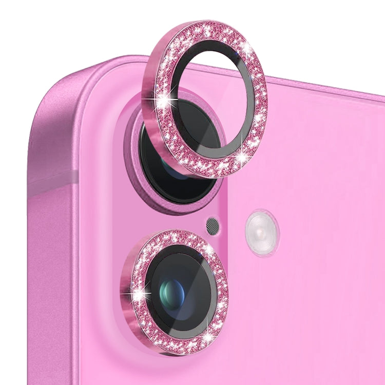 For iPhone 16 / 16 Plus NORTHJO Glitter Camera Lens Protector Tempered Glass Metal Ring Film(Rose) - iPhone 16 Tempered Glass by NORTHJO | Online Shopping South Africa | PMC Jewellery | Buy Now Pay Later Mobicred