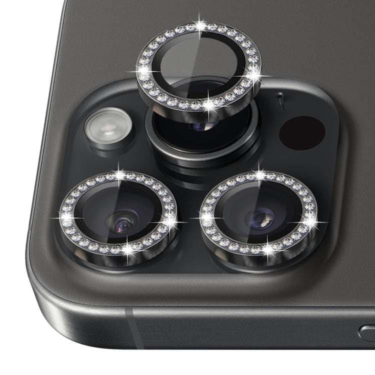 For iPhone 16 Pro / 16 Pro Max NORTHJO Rhinestone Camera Lens Protector Tempered Glass Metal Ring Film(Graphite) - free shipping - PMC Jewellery - Order now!