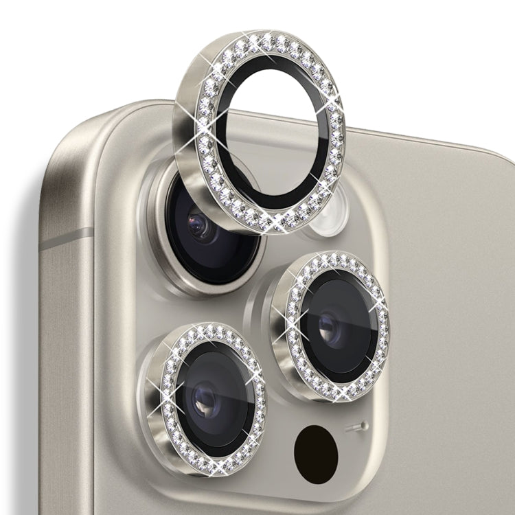 For iPhone 16 Pro / 16 Pro Max NORTHJO Rhinestone Camera Lens Protector Tempered Glass Metal Ring Film(Natural) - free shipping - PMC Jewellery - Order now!
