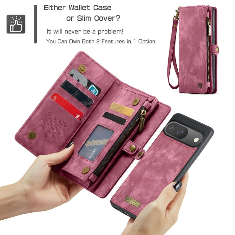 For Google Pixel 9 / 9 Pro CaseMe 008 Detachable Multifunctional Leather Phone Case(Wine Red) - Google Cases by CaseMe | Online Shopping South Africa | PMC Jewellery | Buy Now Pay Later Mobicred