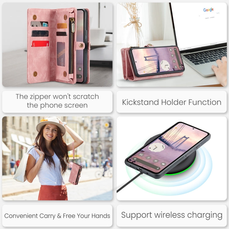 For Google Pixel 9 Pro XL CaseMe 008 Detachable Multifunctional Leather Phone Case(Pink) - free shipping - PMC Jewellery - Order now!