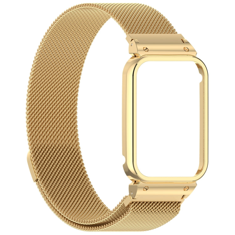 For Xiaomi Mi Band 8 Pro Metal Frame + Milan Magnetic Stainless Steel Integrated Watch Band(Gold) - free shipping - PMC TechLife - Order now!