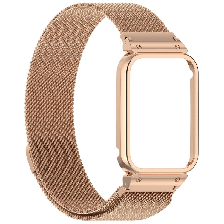 For Xiaomi Mi Band 8 Pro Metal Frame + Milan Magnetic Stainless Steel Integrated Watch Band(Rose Gold) - free shipping - PMC TechLife - Order now!
