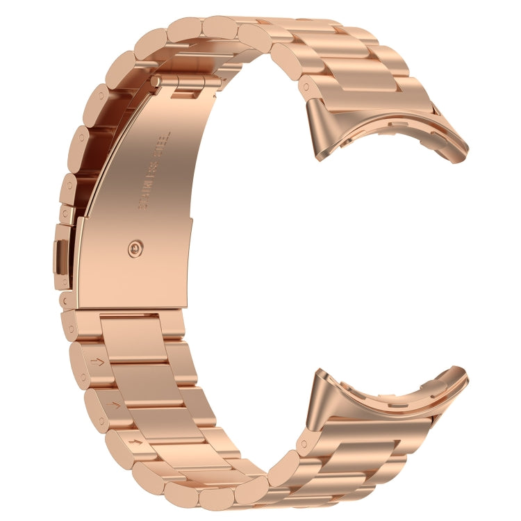 For Google Pixel Watch 3 45mm Three Beads Stainless Steel Metal Watch Band(Rose Gold) - free shipping - PMC TechLife - Order now!
