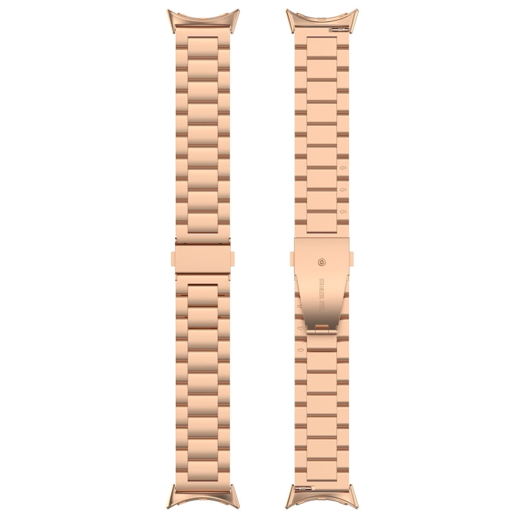 For Google Pixel Watch 3 45mm Three Beads Stainless Steel Metal Watch Band(Rose Gold) - free shipping - PMC TechLife - Order now!