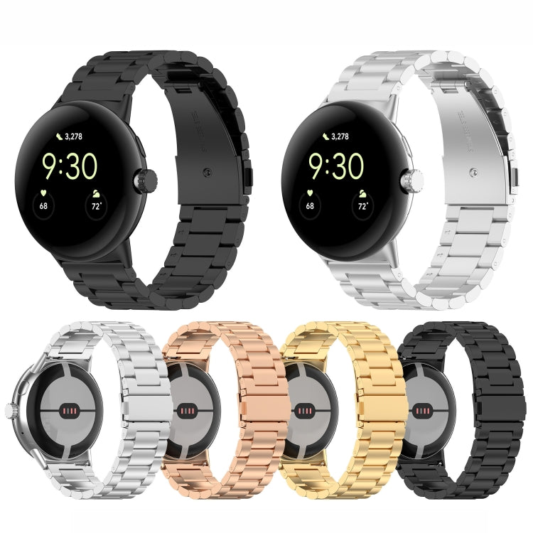 For Google Pixel Watch 3 45mm Three Beads Stainless Steel Metal Watch Band(Rose Gold) - free shipping - PMC TechLife - Order now!