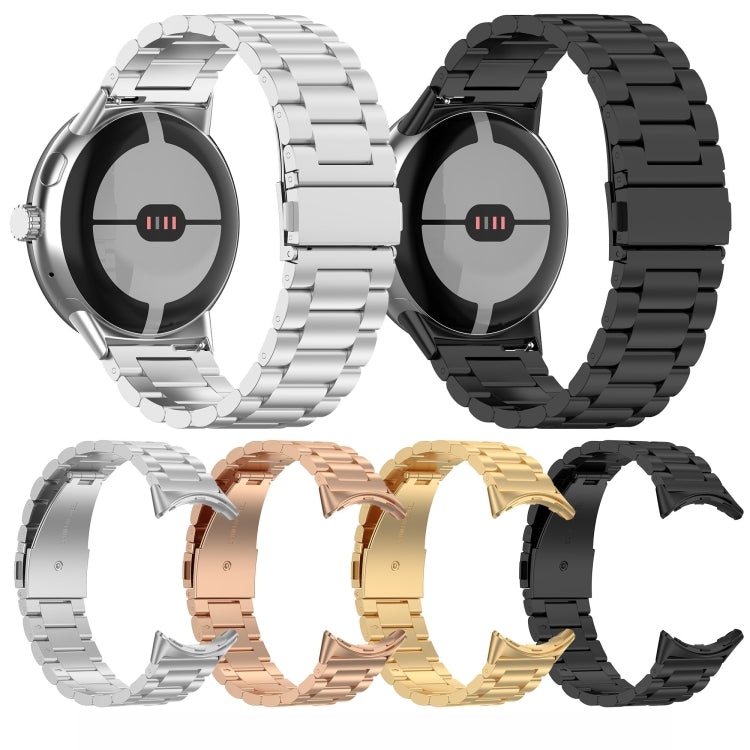 For Google Pixel Watch 3 45mm Three Beads Stainless Steel Metal Watch Band(Rose Gold) - free shipping - PMC TechLife - Order now!