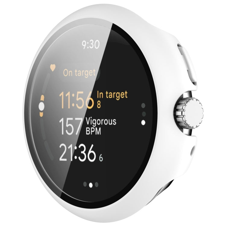 For Google Pixel Watch 3 41mm PC + Tempered Film Integrated Watch Protective Case(White) - Watch Cases by PMC TechLife | Online Shopping South Africa | PMC TechLife | Buy Now Pay Later Mobicred