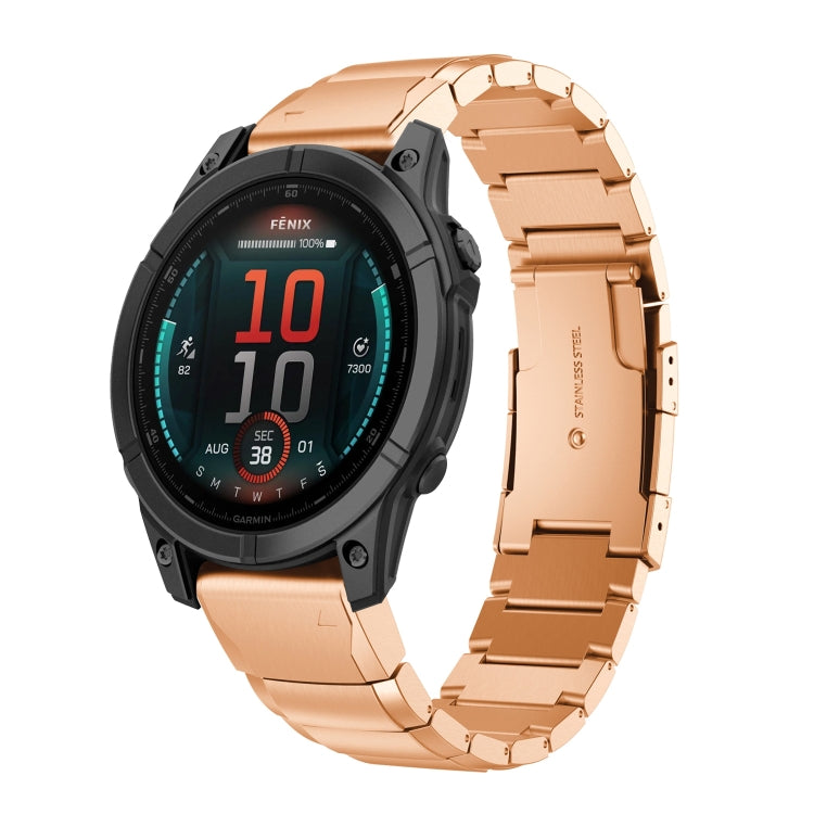 For Garmin Fenix 8 MIP 51mm Tortoise Shell 26mm Stainless Steel Watch Band(Rose Gold) - free shipping - PMC TechLife - Order now!