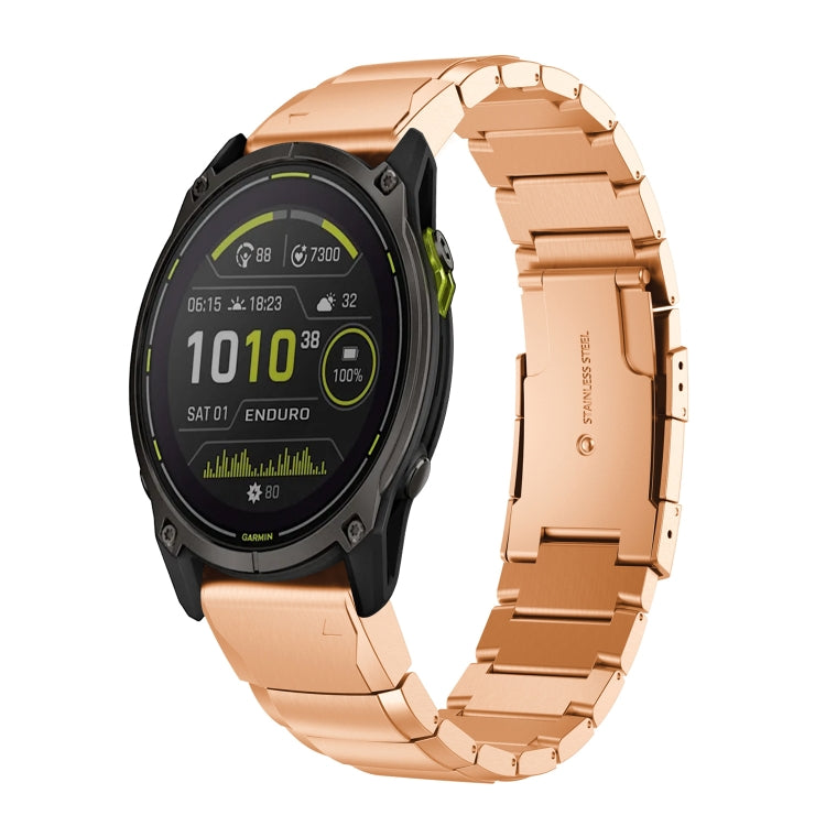 For Garmin Enduro 3 Tortoise Shell 26mm Stainless Steel Watch Band(Rose Gold) - free shipping - PMC TechLife - Order now!