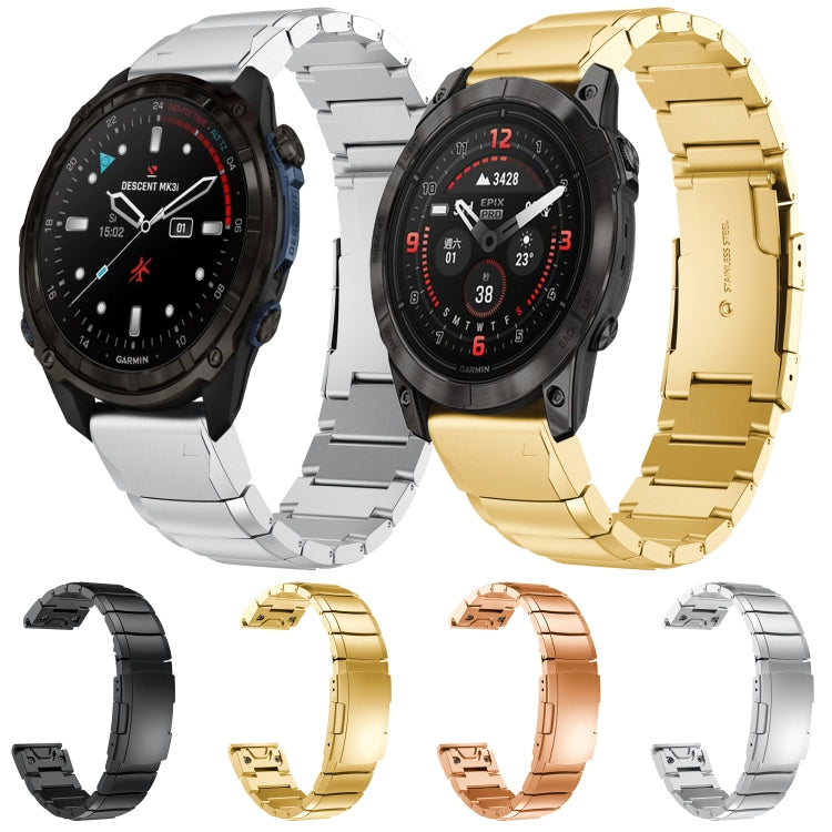 For Garmin Descent Mk3i  51mm Tortoise Shell 26mm Stainless Steel Watch Band(Rose Gold) - free shipping - PMC TechLife - Order now!