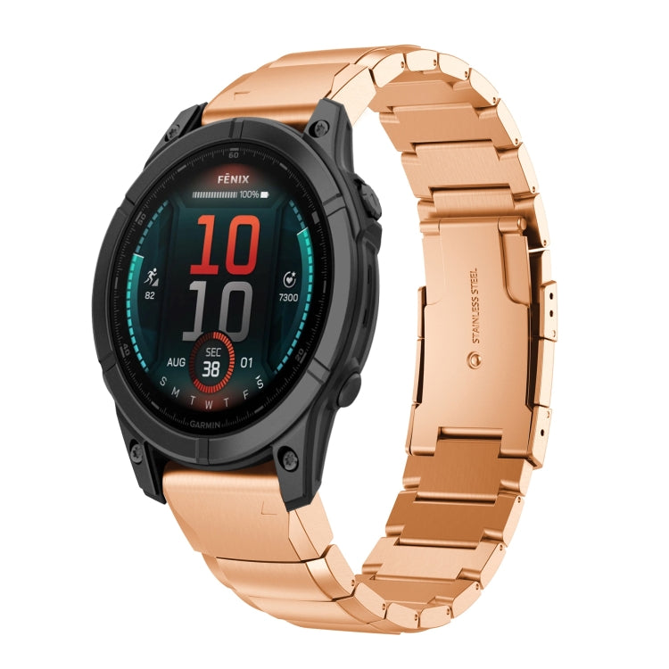 For Garmin Fenix 8 AMOLED 47mm Tortoise Shell 22mm Stainless Steel Watch Band(Rose Gold) - free shipping - PMC TechLife - Order now!