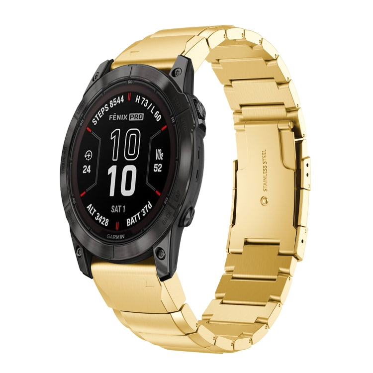 For Garmin Fenix 7 Pro 47mm Tortoise Shell 22mm Stainless Steel Watch Band(Gold) - free shipping - PMC TechLife - Order now!
