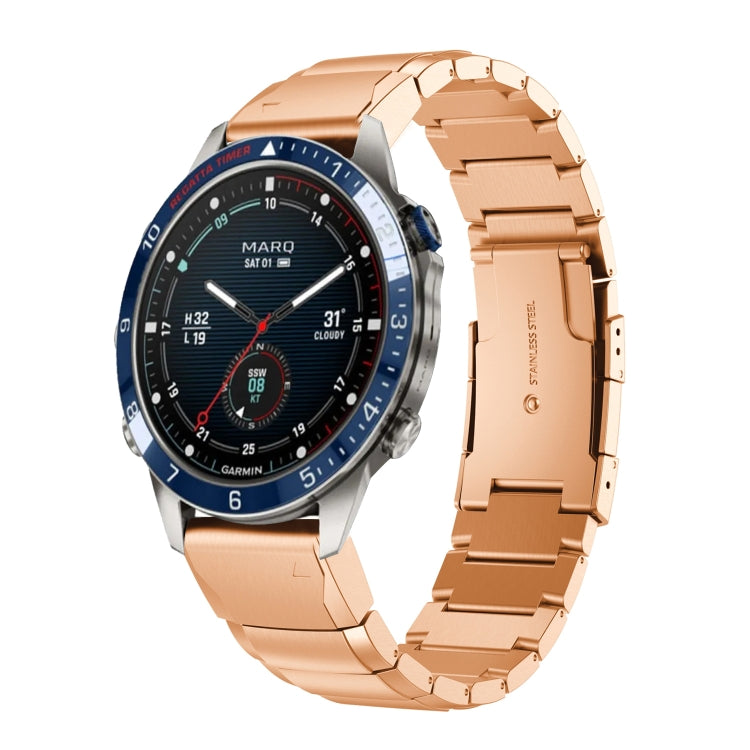 For Garmin MARQ Captain Gen 2 Tortoise Shell 22mm Stainless Steel Watch Band(Rose Gold) - free shipping - PMC TechLife - Order now!