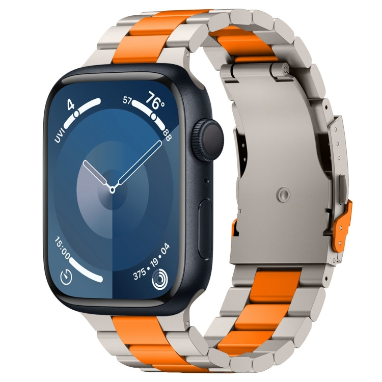 For Apple Watch Series 9 45mm Three Beads Titanium Alloy Metal Watch Band(Titanium Orange) - free shipping - PMc TechLife - Order now!