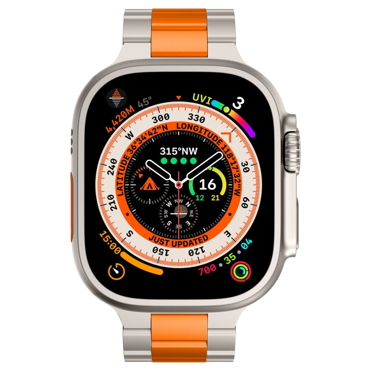 For Apple Watch Series 9 45mm Three Beads Titanium Alloy Metal Watch Band(Titanium Orange) - free shipping - PMc TechLife - Order now!