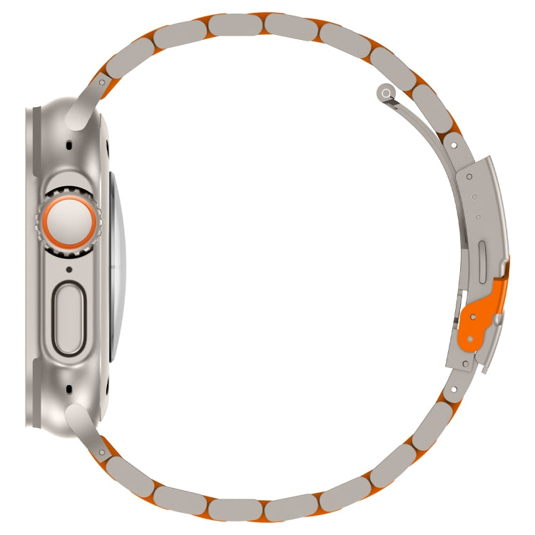 For Apple Watch Series 9 45mm Three Beads Titanium Alloy Metal Watch Band(Titanium Orange) - free shipping - PMc TechLife - Order now!