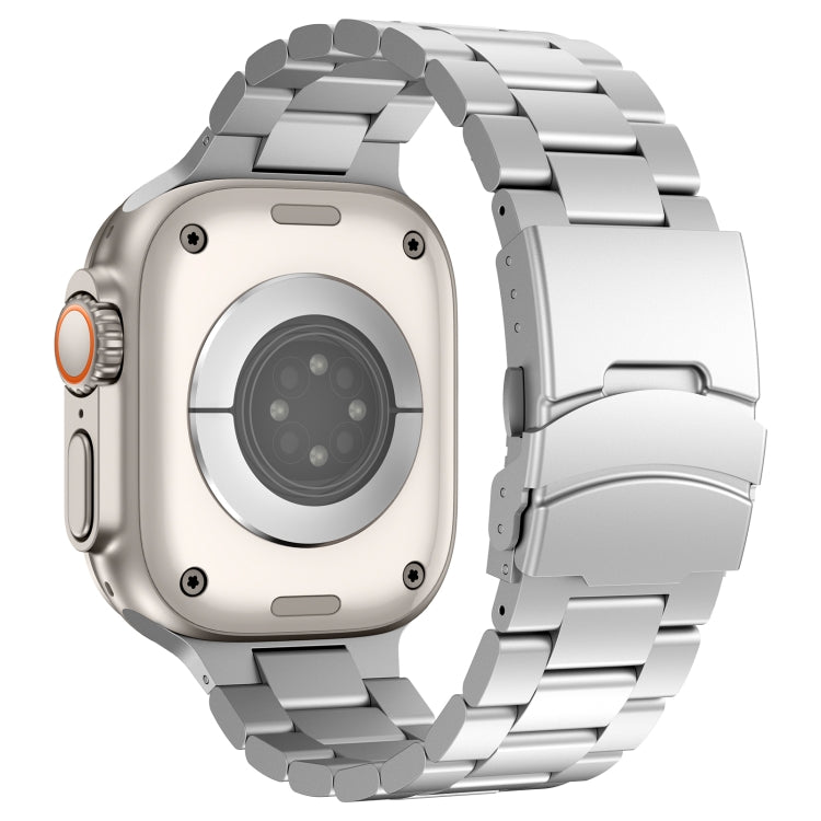For Apple Watch Series 9 41mm Three Beads Titanium Alloy Metal Watch Band(Silver) - free shipping - PMc TechLife - Order now!