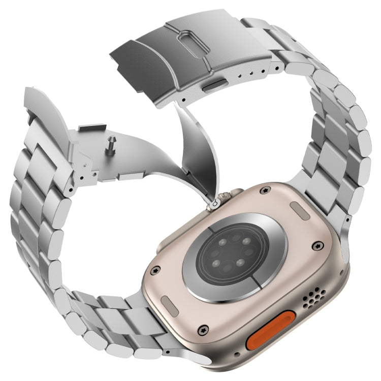 For Apple Watch Series 9 41mm Three Beads Titanium Alloy Metal Watch Band(Silver) - free shipping - PMc TechLife - Order now!