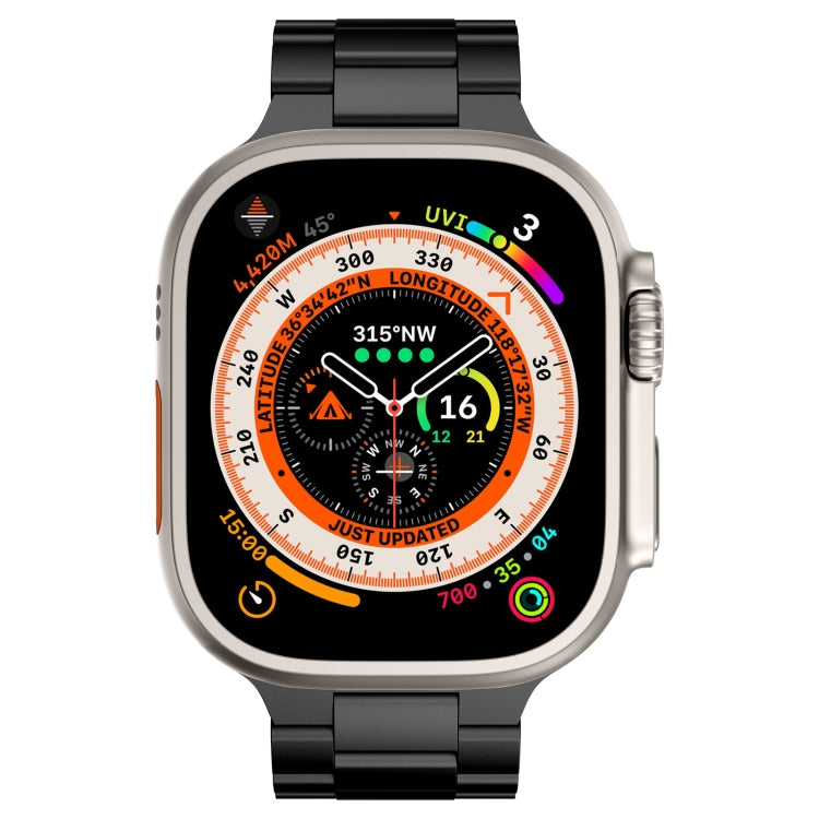 For Apple Watch Series 8 41mm Three Beads Titanium Alloy Metal Watch Band(Black) - free shipping - PMc TechLife - Order now!