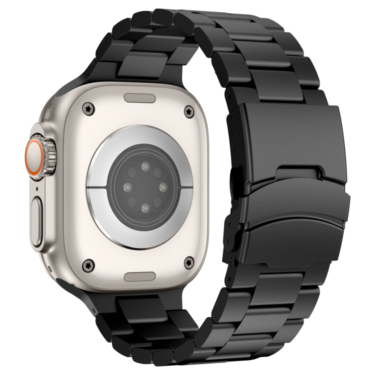 For Apple Watch Series 8 45mm Three Beads Titanium Alloy Metal Watch Band(Black) - free shipping - PMc TechLife - Order now!