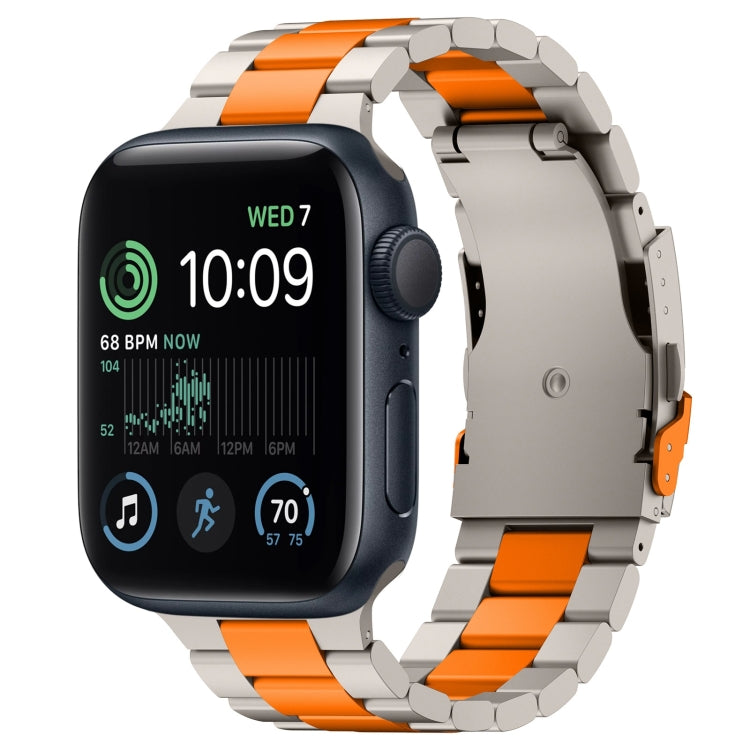 For Apple Watch SE 2022 40mm Three Beads Titanium Alloy Metal Watch Band(Titanium Orange) - free shipping - PMc TechLife - Order now!