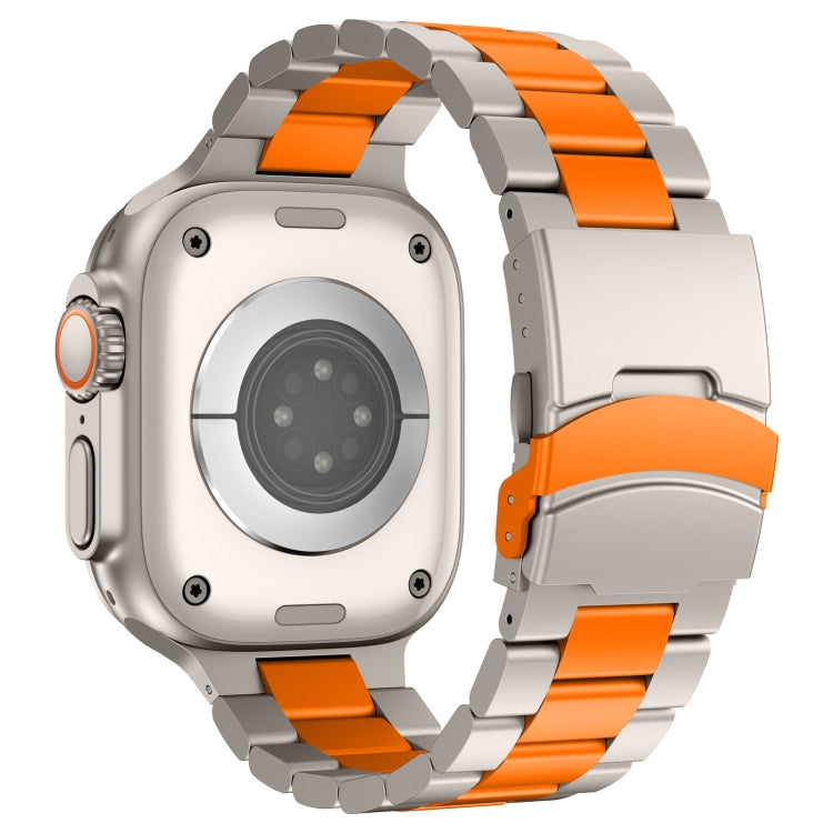 For Apple Watch SE 2022 40mm Three Beads Titanium Alloy Metal Watch Band(Titanium Orange) - free shipping - PMc TechLife - Order now!