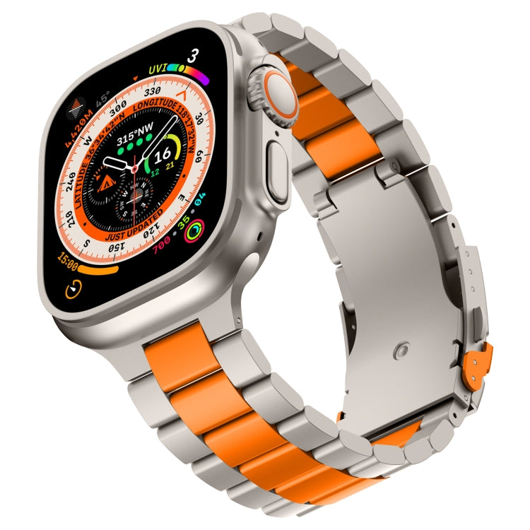 For Apple Watch SE 2022 40mm Three Beads Titanium Alloy Metal Watch Band(Titanium Orange) - free shipping - PMc TechLife - Order now!