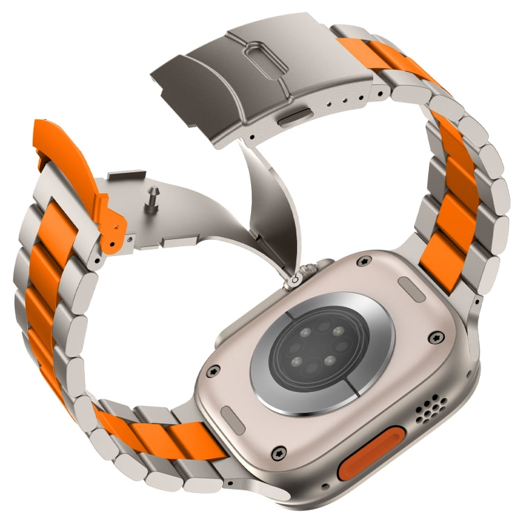 For Apple Watch SE 2022 40mm Three Beads Titanium Alloy Metal Watch Band(Titanium Orange) - free shipping - PMc TechLife - Order now!