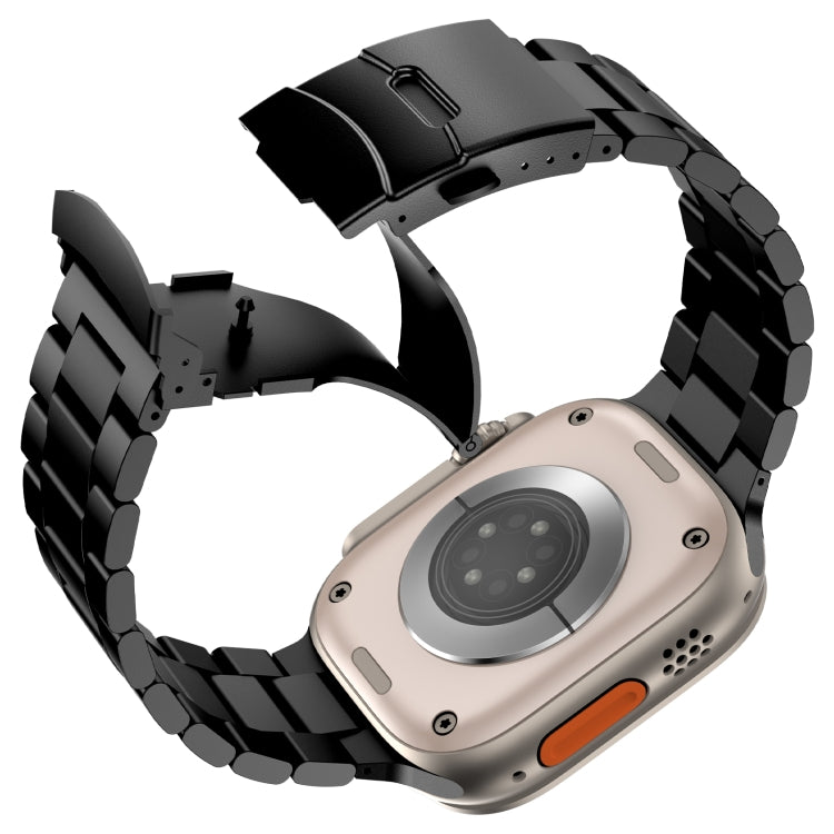 For Apple Watch Series 7 41mm Three Beads Titanium Alloy Metal Watch Band(Black) - free shipping - PMc TechLife - Order now!