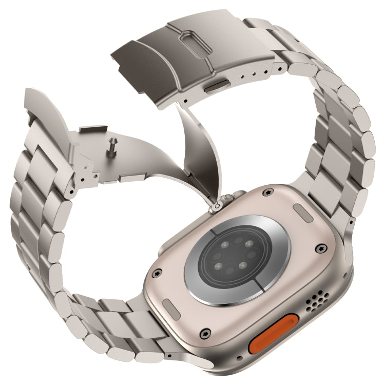 For Apple Watch Series 7 45mm Three Beads Titanium Alloy Metal Watch Band(Titanium Color) - free shipping - PMc TechLife - Order now!