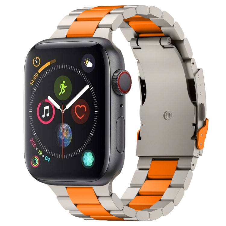 For Apple Watch Series 4 44mm Three Beads Titanium Alloy Metal Watch Band(Titanium Orange) - free shipping - PMc TechLife - Order now!