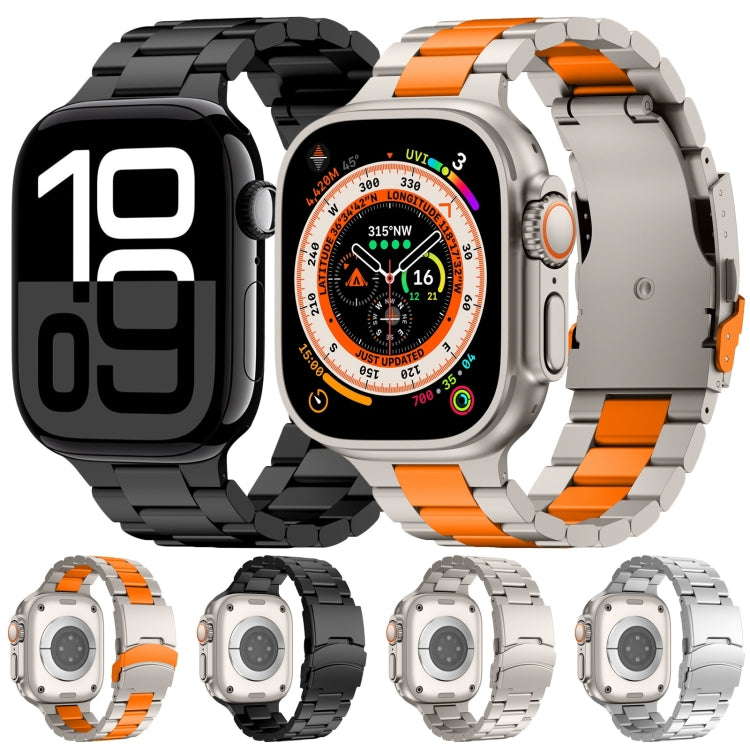 For Apple Watch SE 2022 40mm Three Beads Titanium Alloy Metal Watch Band(Titanium Orange) - free shipping - PMc TechLife - Order now!