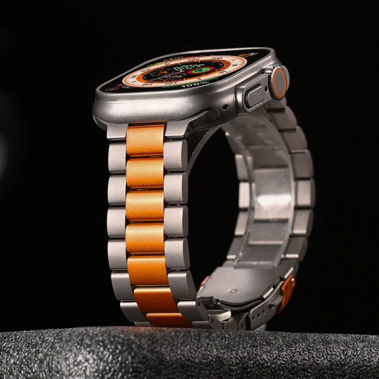 For Apple Watch Series 7 45mm Three Beads Titanium Alloy Metal Watch Band(Titanium Color) - free shipping - PMc TechLife - Order now!